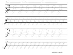 Worksheet for tracing cursive letter J
