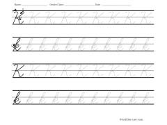 cursive K tracing worksheet