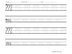 Worksheet for tracing cursive letter M