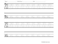 Worksheet for tracing cursive letter N