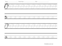 Worksheet for tracing cursive letter O