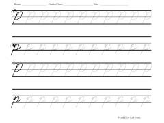 cursive P tracing worksheet