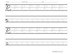 Worksheet for tracing cursive letter R