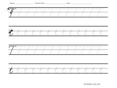 cursive T tracing worksheet