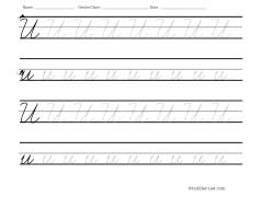 Worksheet for tracing cursive letter U