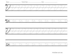 Worksheet for tracing cursive letter V