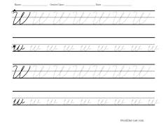Worksheet for tracing cursive letter W