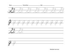 Worksheet for tracing and writing cursive letter G