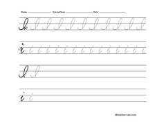 Worksheet for tracing and writing cursive letter I