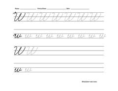 Worksheet for tracing and writing cursive letter W