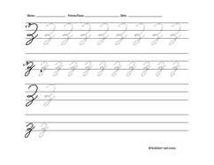 Worksheet for tracing and writing cursive letter Z