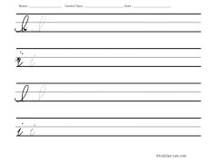 Worksheet for writing cursive letter I