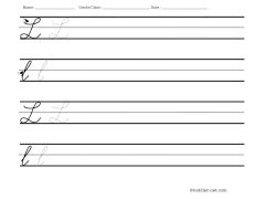 Worksheet for writing cursive letter L