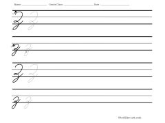 Worksheet for writing cursive letter Z
