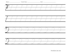 Worksheet for tracing cursive number 2