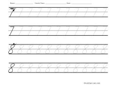Worksheet for tracing cursive number 8