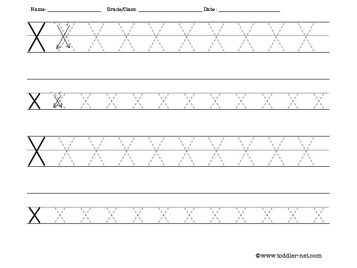 Free Tracing Letter X Worksheet