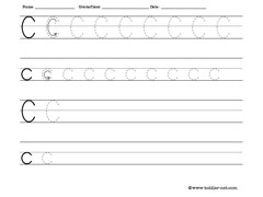 Tracing and writing letter C worksheet