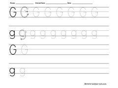 Tracing and writing letter G worksheet