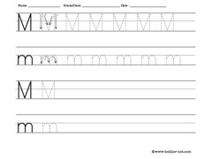 Tracing and writing letter M worksheet