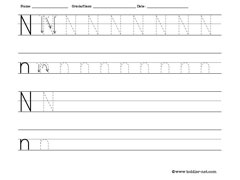 Tracing and writing letter N worksheet