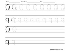 Tracing and writing letter Q worksheet