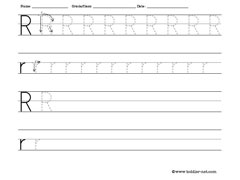 Tracing and writing letter R worksheet