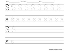 Tracing and writing letter S worksheet