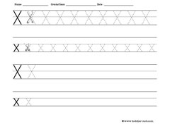 Tracing and writing letter X worksheet