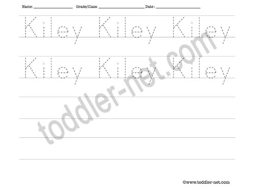 image of Kiley Tracing and Writing Worksheet