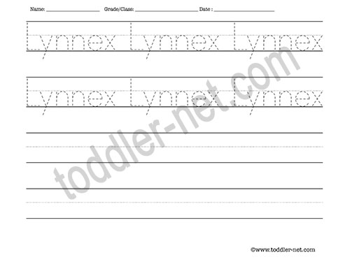 image of Lynnex Tracing and Writing Worksheet
