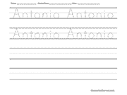 Antonio Tracing and Writing Worksheet