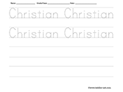 Name tracing and writing worksheet - Christian