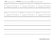 Name tracing and writing worksheet - Declan
