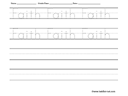 Faith Tracing and Writing Worksheet