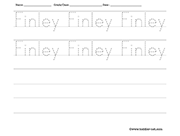 Name tracing and writing worksheet - Finley