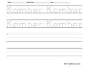 Name tracing and writing worksheet - Kamber