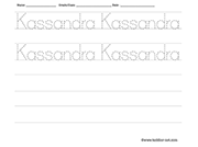 Kassandra Tracing and Writing Worksheet