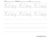 Name tracing and writing worksheet - Kiley