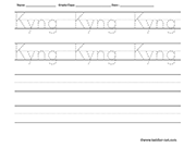 Name tracing and writing worksheet - Kyng