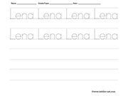 Name tracing and writing worksheet - Lena