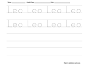 Name tracing and writing worksheet - Leo