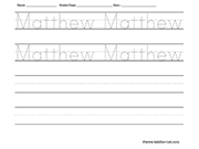 Matthew Tracing and Writing Worksheet