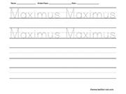 Name tracing and writing worksheet - Maximus