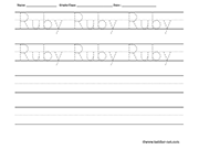 Ruby Tracing and Writing Worksheet