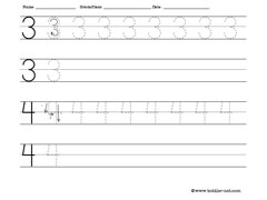 Tracing and writing number 3 worksheet