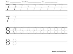 Tracing and writing number 7 worksheet