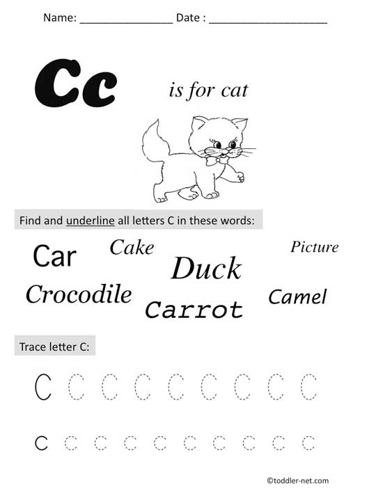 letter c homework preschool