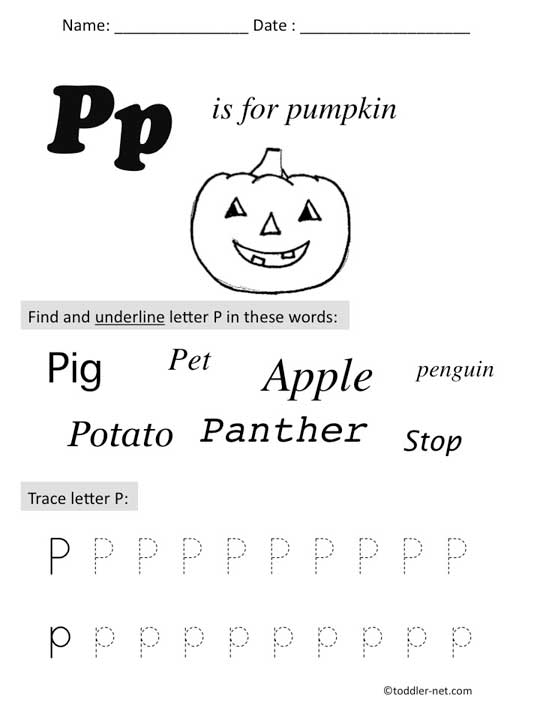 Free Printable Letter P Preschool Worksheet