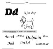 Preschool Letter D worksheet